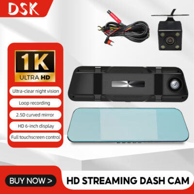 6-Inch Touch Screen HD Streaming Dash Cam Video Recorder Rearview Mirror Dashcam Night Vision Front And Rear Dual-Channel