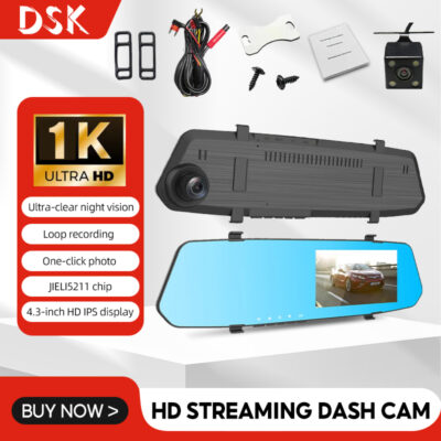 4.3 Inch car black box Driving Recorder Car Dash Cam Dashboard Camera Car Rearview Mirror dash camera Video DashCam