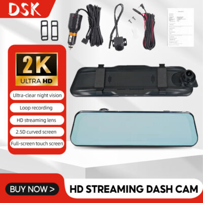 9.66-Inch 1080P HD Streaming Rearview Mirror Dashcam Car DVR Touch Screen Video Recorder Front And Rear Night Vision Dashcam
