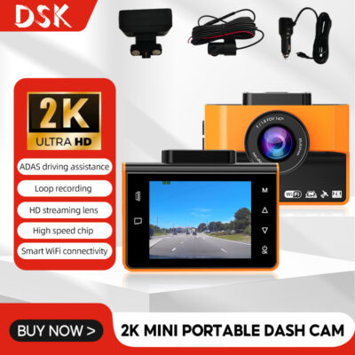 2K HD Dash Cam Mini Portable Dual Car DVR ADAS Magnetic Charging Vehicle Recorder Night Vision Mini Camera Drive Recorder