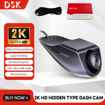 2K HD Dash Cam Night Vision Dashcam Car DVR 3D Noise Reduction ADAS Hidden Type Mini Camera Vehicle Recorder Car Accessories