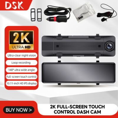 2K HD Dash Cam with Full-Screen Touch Control Front Rear Dual Camera Car DVR Night Vision Car Drive Recorde Car Accessories