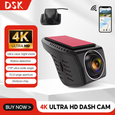 4K Ultra HD Universal Dashcam Hidden Type WiFi Car Driving Recorder Dash Cam 170° Wide-Angle Car DVR Camera