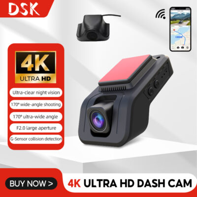 4K Ultra HD Universal Dashcam Car DVR Camera WIFI Recorder Dash Cam Driving Recorder Hidden Type 170° Wide-Angle Night Vision