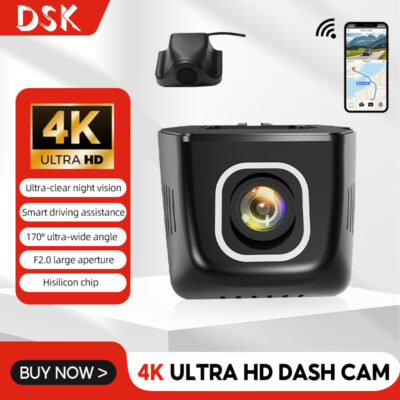 Dashcam DVR WIFI 4K Ultra HD Driving Recorder Night Vision Hidden Type 170° Wide-Angle Auto Universal Camera Recorder Car Camera