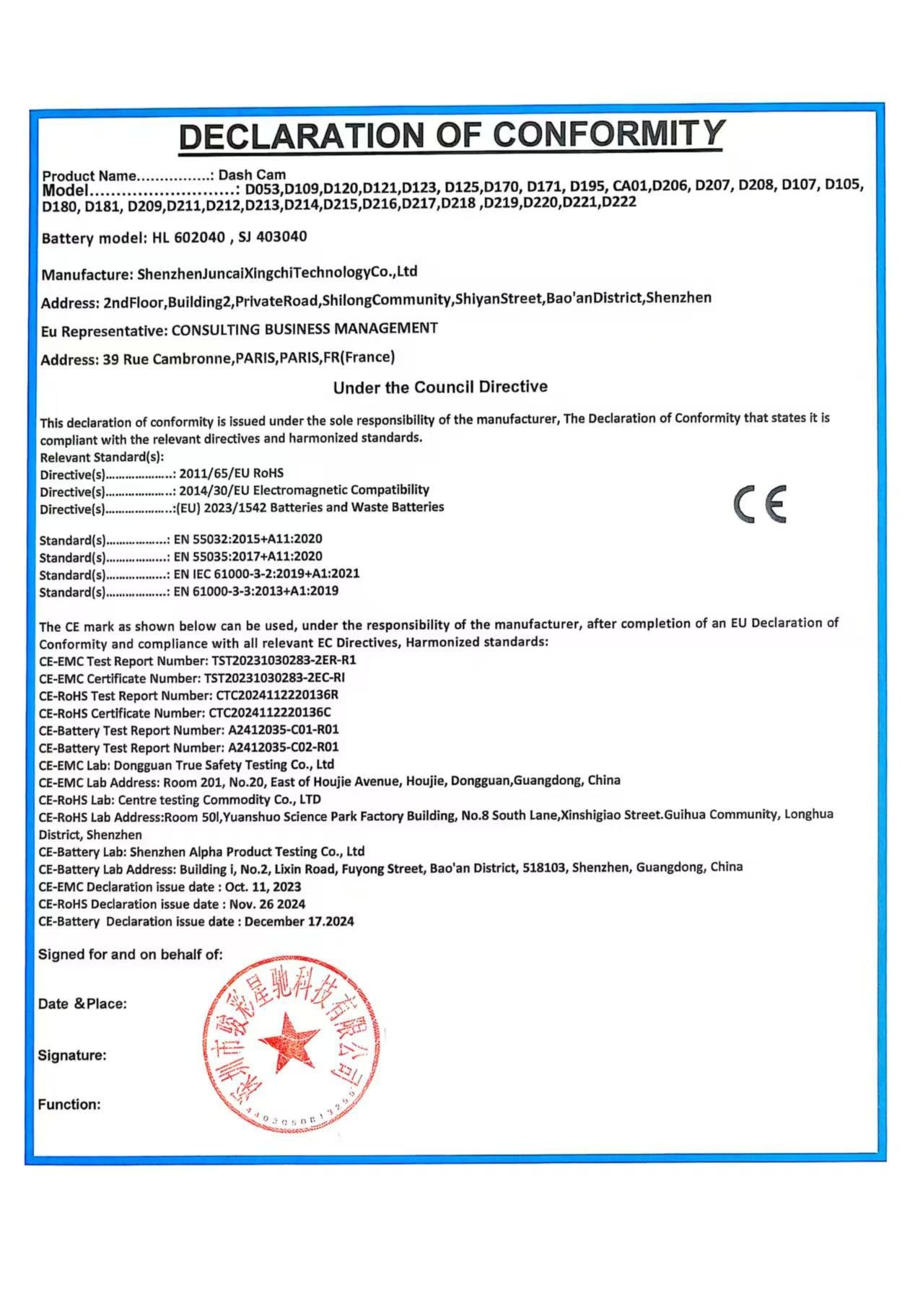 Declaration of Conformity 2