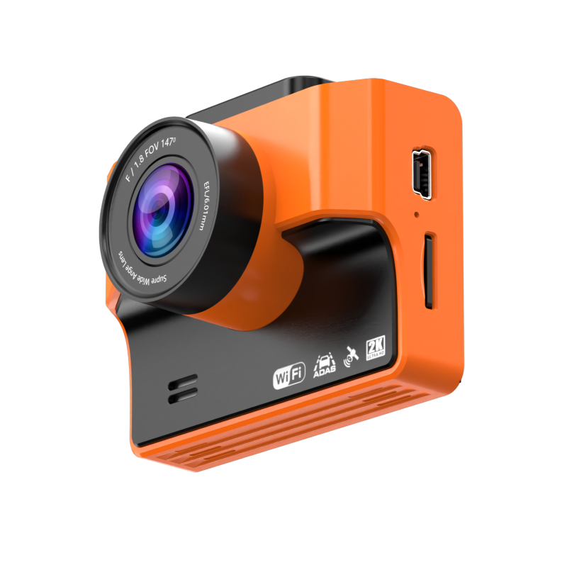 Back view of the DANSKER S18 Dash Cam showing its ports and screen